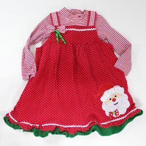 Rare Editions Girl 4T Christmas Jumper & Turtleneck Shirt Set Red White Corduroy